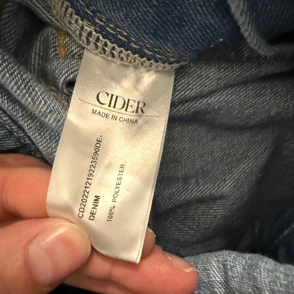 Cider Light Blue Wide-Leg Denim Overalls - Picture 8 of 9